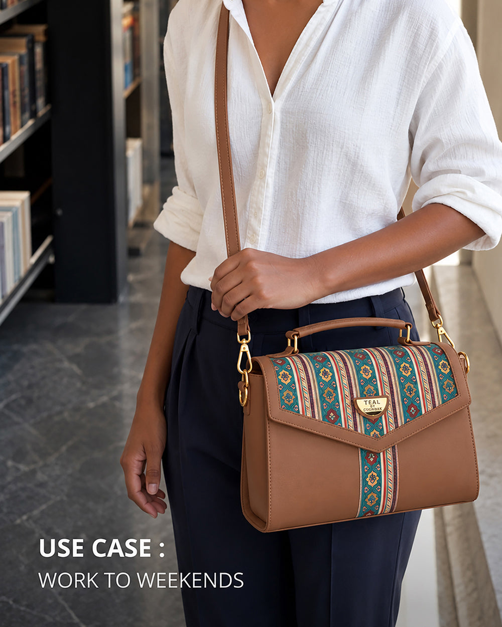 Teal by Chumbak Botanical Bail Flap Handbag