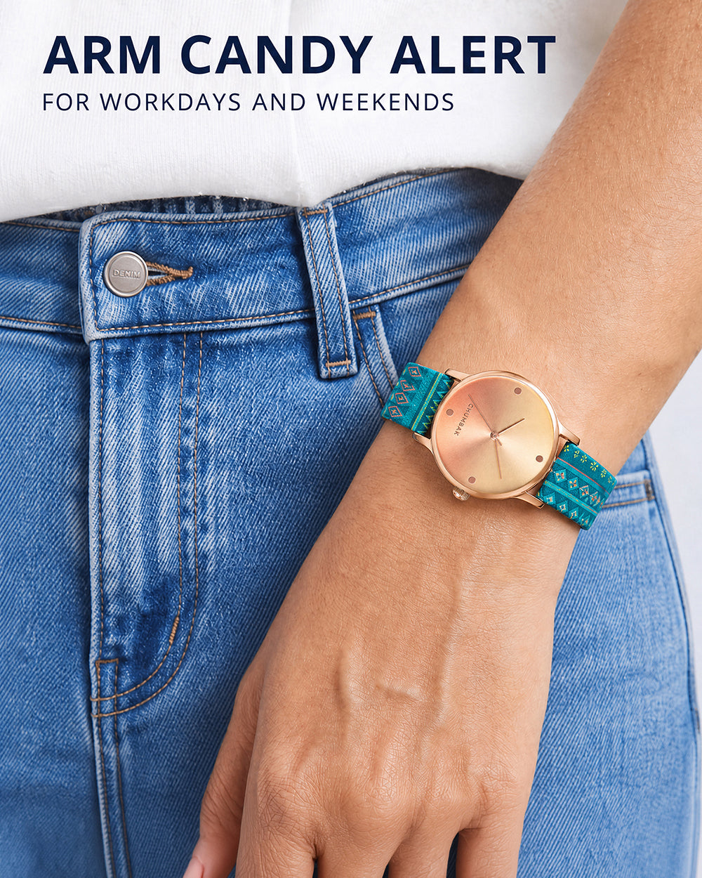 TEAL by Chumbak Ombre Aztec Watch Teal