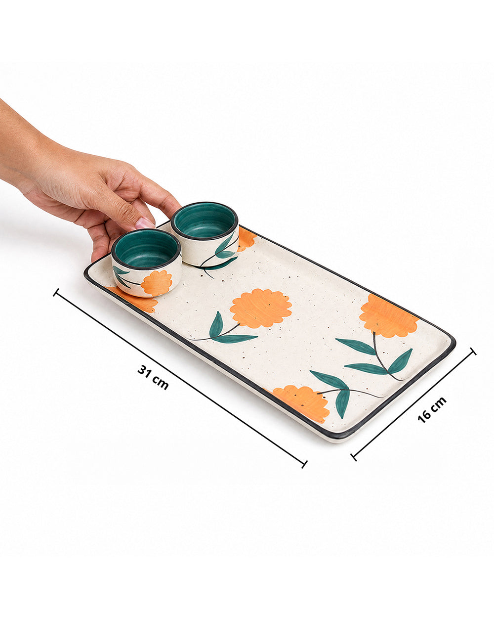 Marigold Chip & Dip Platter | Handpainted Stoneware
