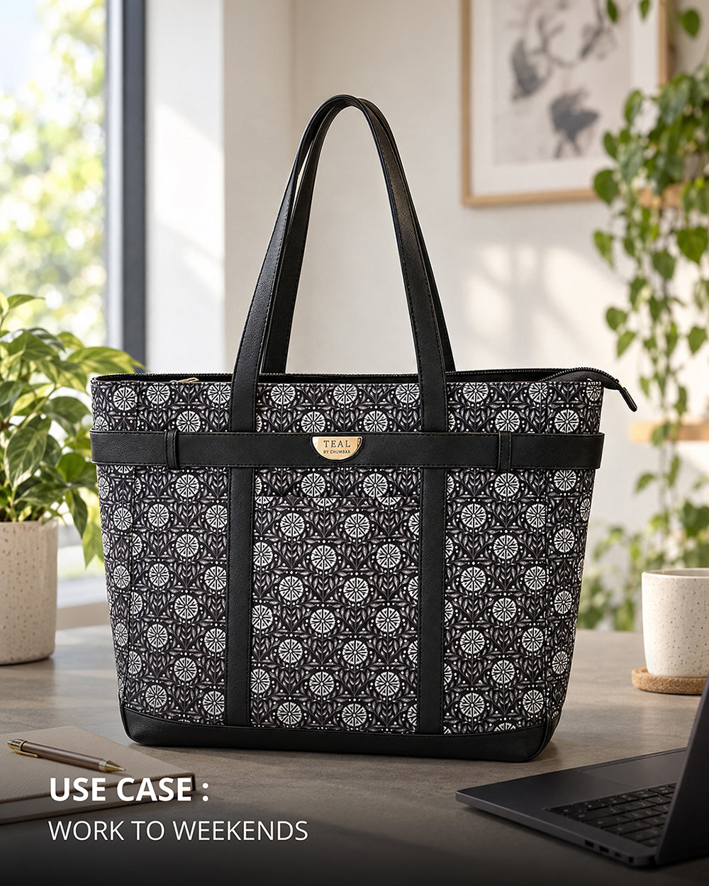 Teal by Chumbak Night Garden Laptop Tote