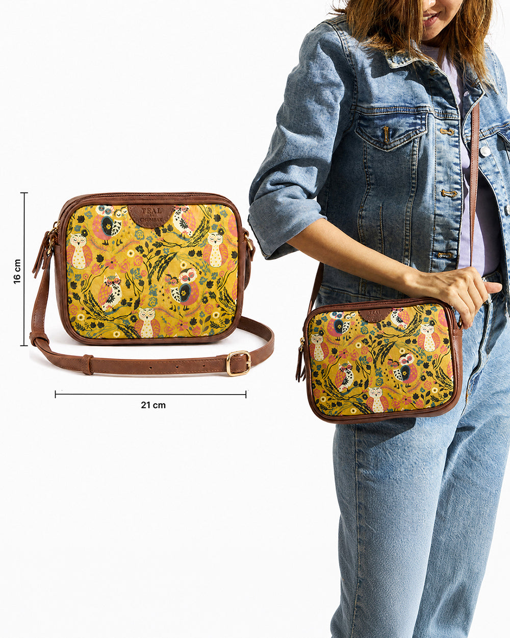 Teal by Chumbak Jungle Stories Box Sling Bag