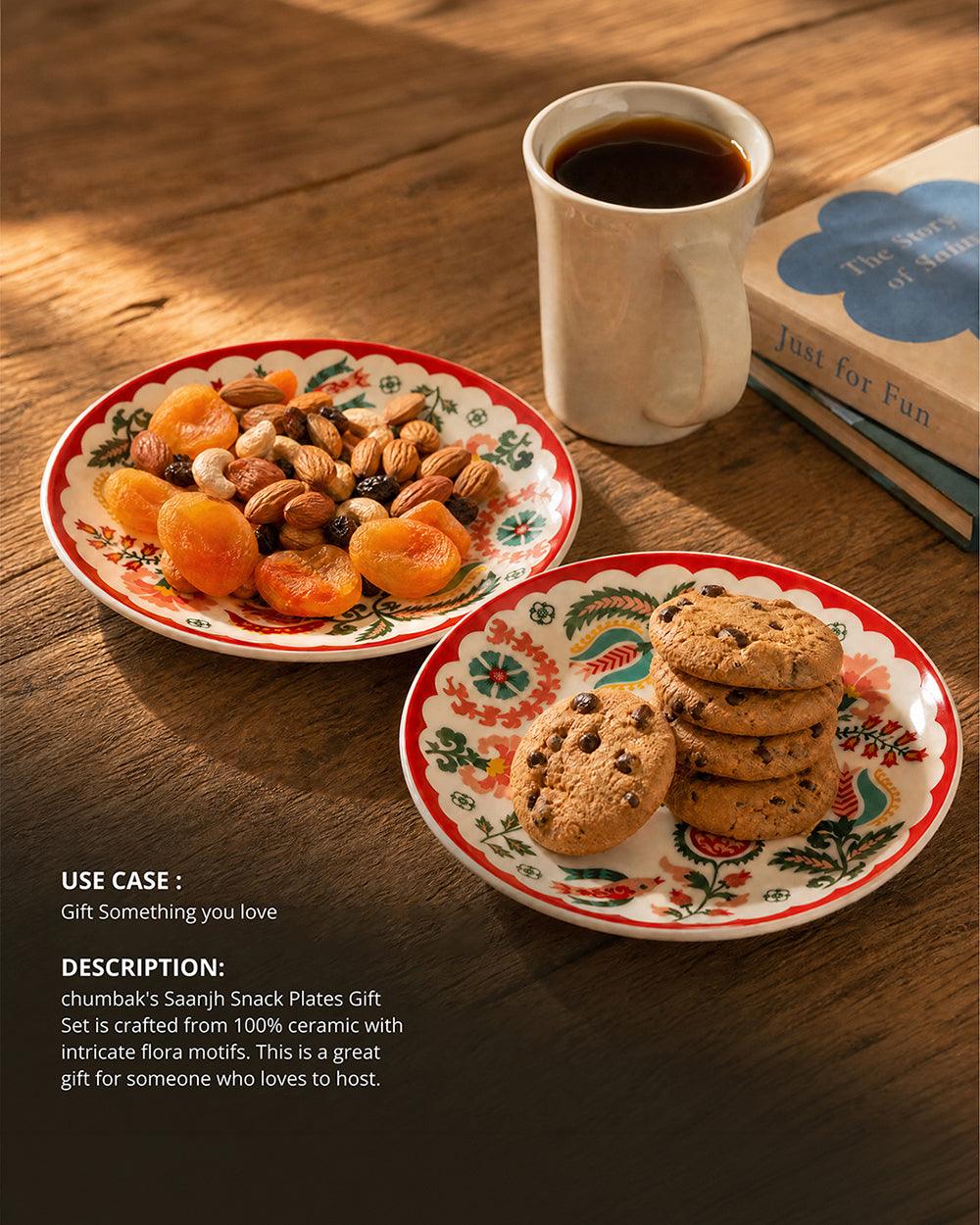 Suzani Blossom Snack Plates Gift Set of 4