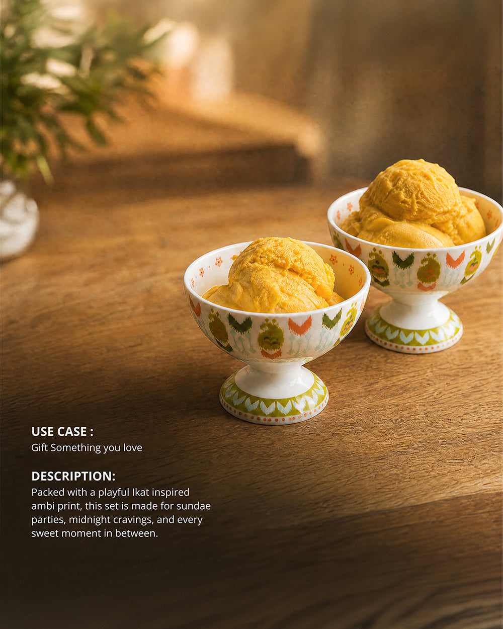 Ikat Paisley Dessert Bowls Gift Set - Set of 6, 160 ml