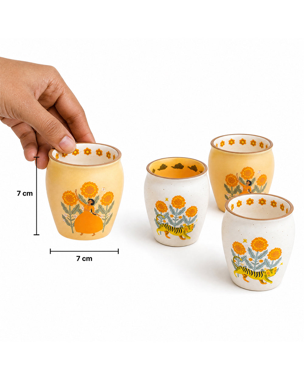 Marigold Kulhad - Set of 4