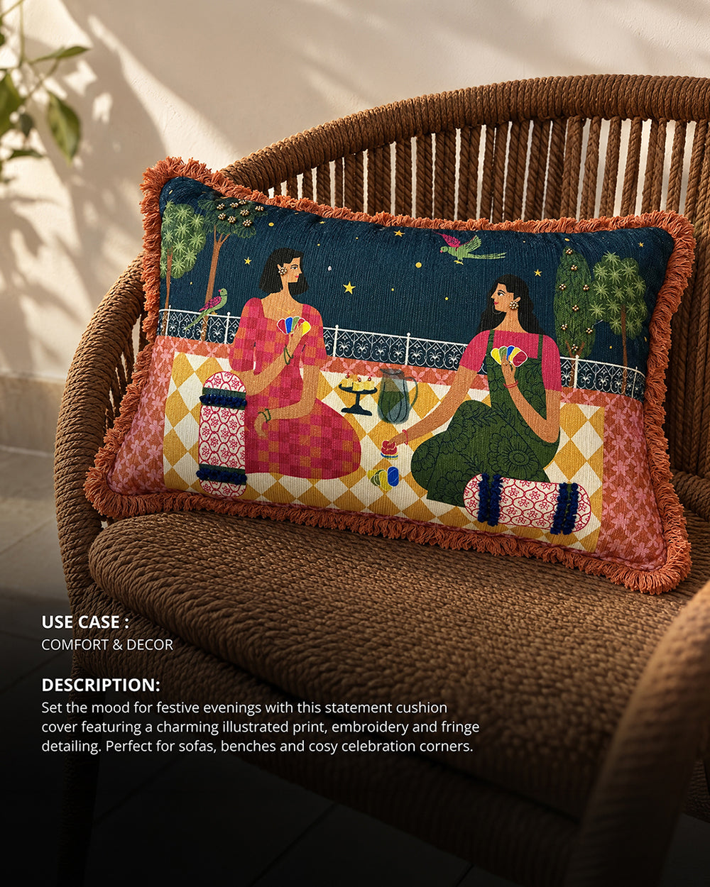 Golden Shaam Cushion Cover | Haveli Socials