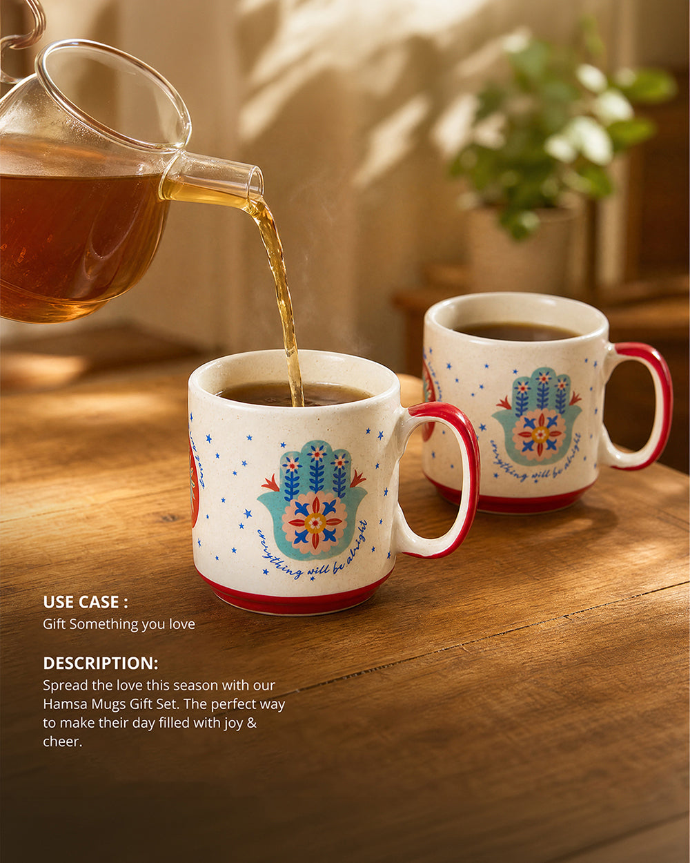 Hamsa Mugs Duo , Gift Set of 2 | Comes in a Gift Box