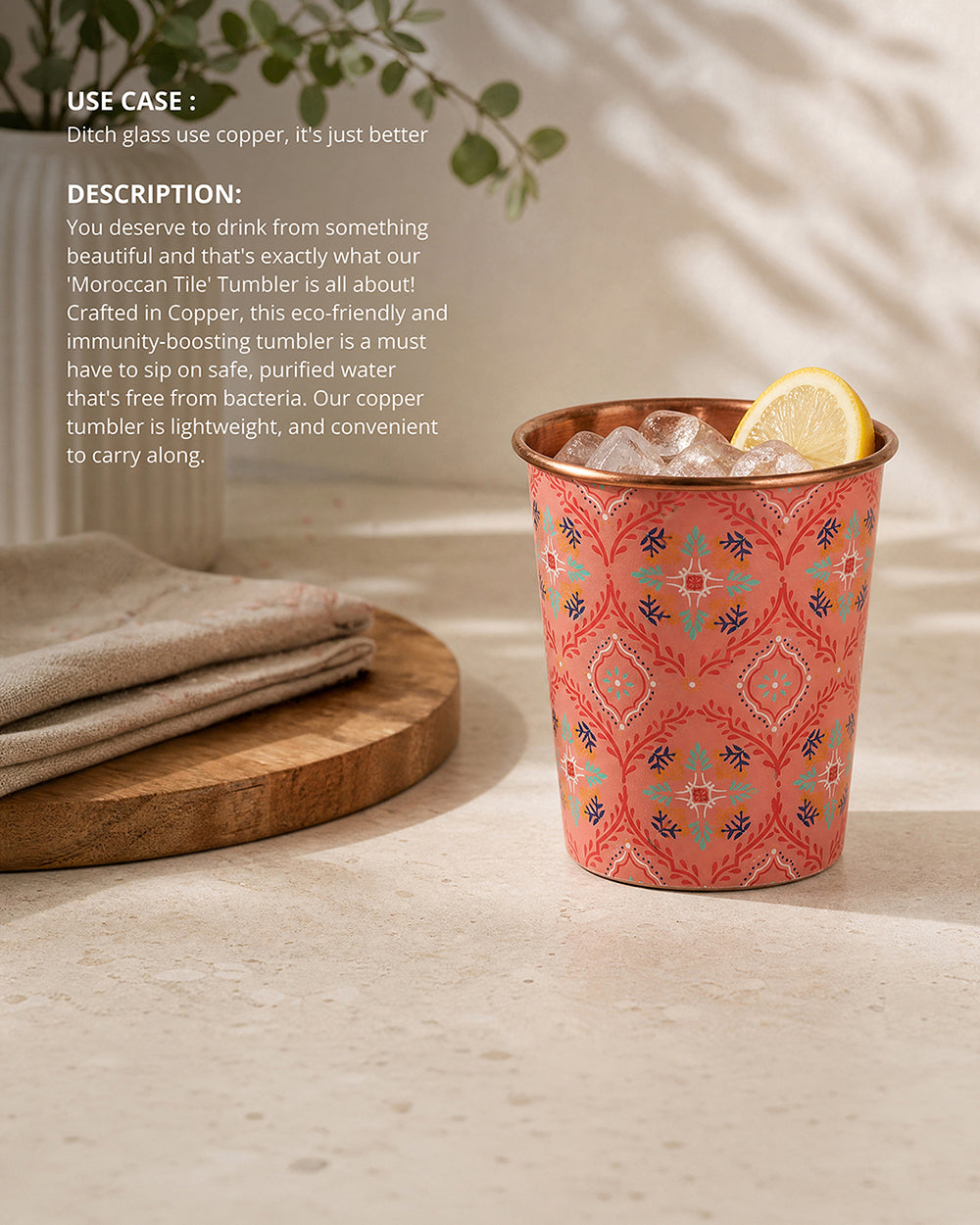 Moroccan Tile Copper Tumbler- Small