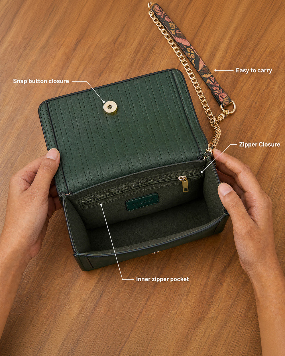 Olive Palm Quilted Crossbody Bag
