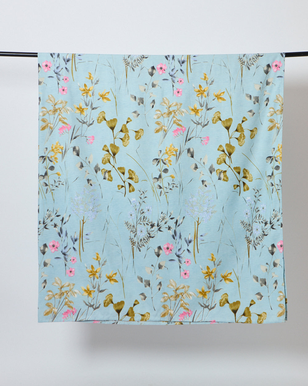 Tiny Bloom, Sky Blue -  Queen Size Bedsheet Polycotton