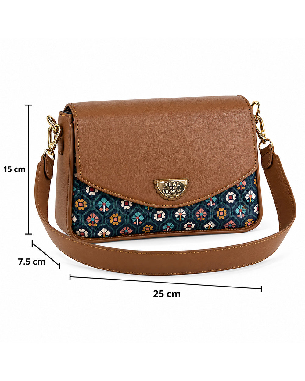 Teal by Chumbak Pixel Flower Shoulder Bag
