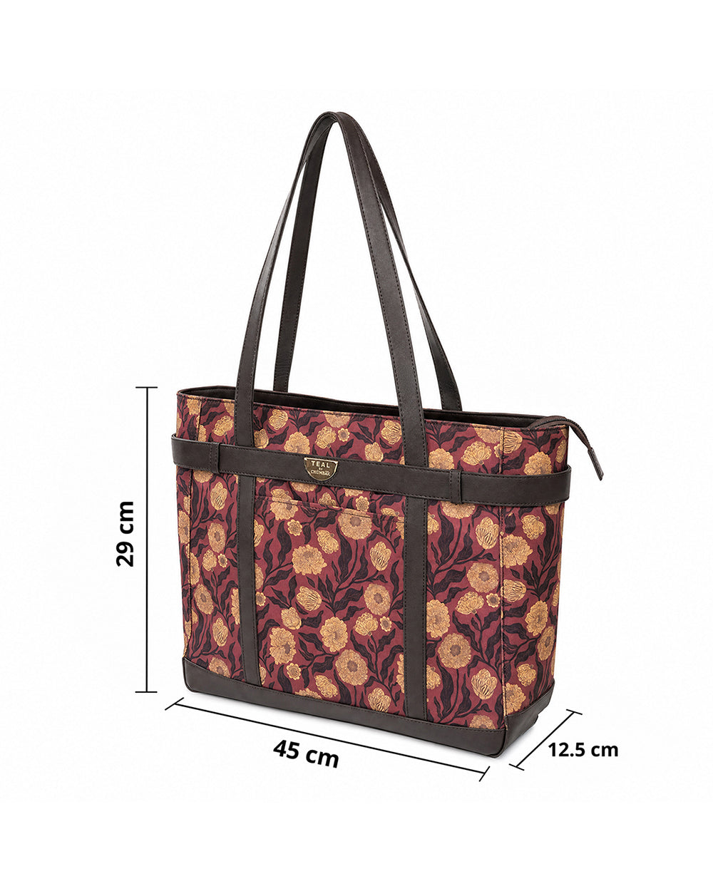 Teal by Chumbak Crimson Marigold Muse Laptop Tote