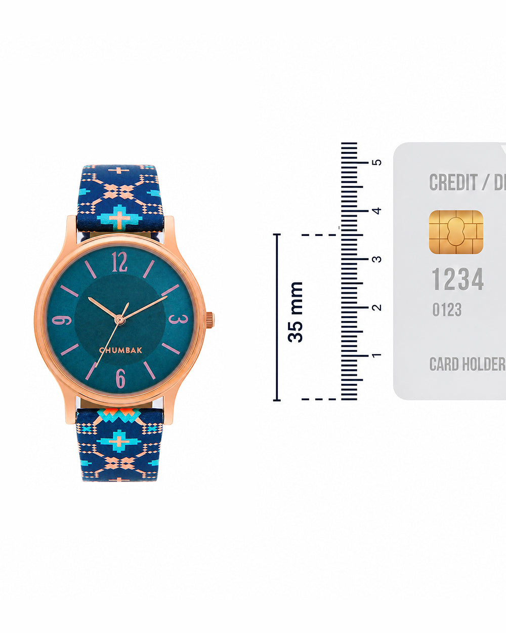 TEAL by Chumbak Ethnic Touch Printed Strap Wrist Watch