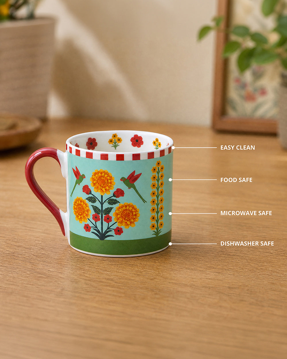 Rani Bagh Mugs Gift Set - Set of 6, 220 ml | Palace Memoirs | Gold Rim