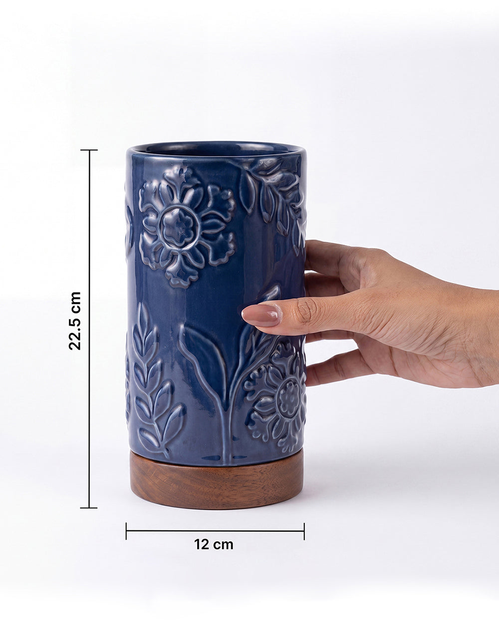 Midnight  Bloom Vase with Wooden Base | Forest Folklore