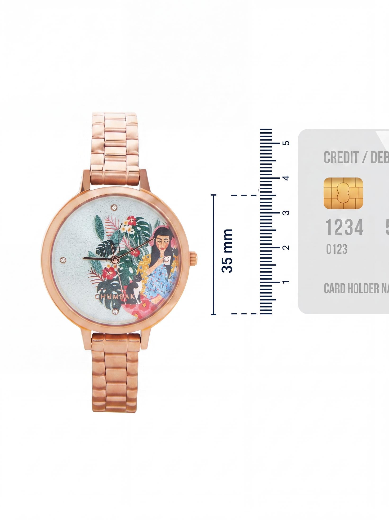 Teal by Chumbak Live Slow Watch,Stainless Steel Link Strap