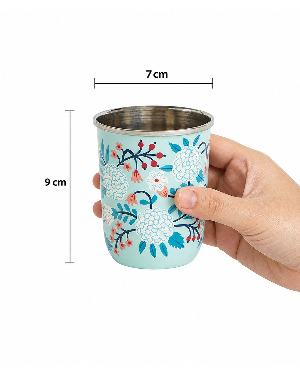 Blue Floral Steel Tumbler Small