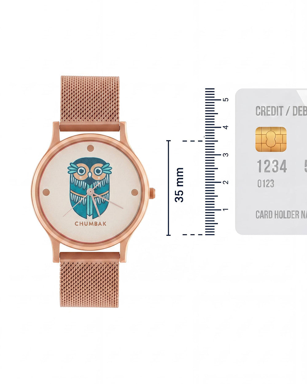 TEAL by Chumbak Vintage Owl Watch, Metal Mesh Strap
