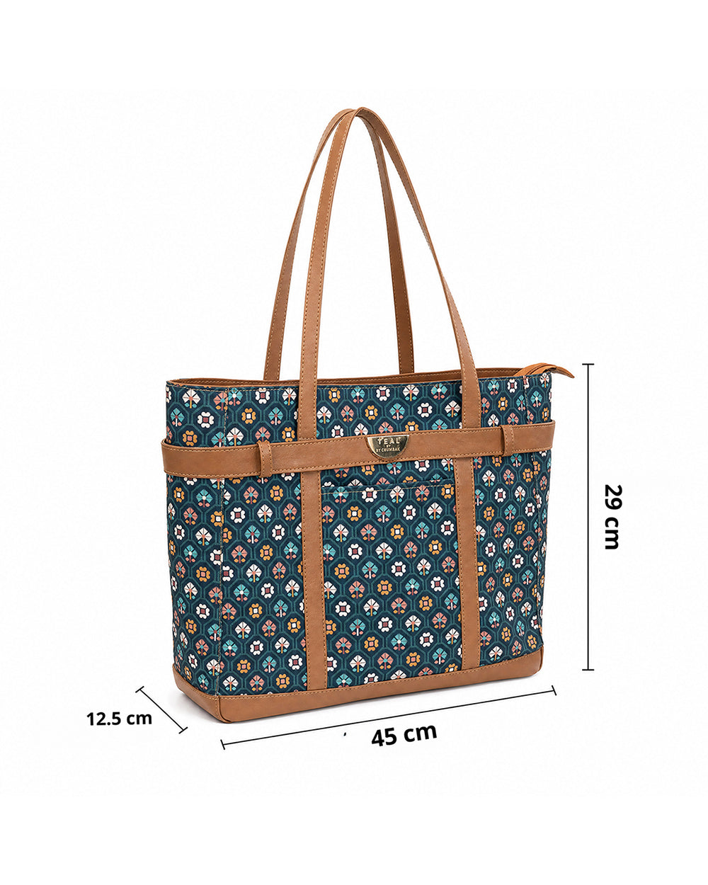 Teal by Chumbak Pixel Flower Laptop Tote