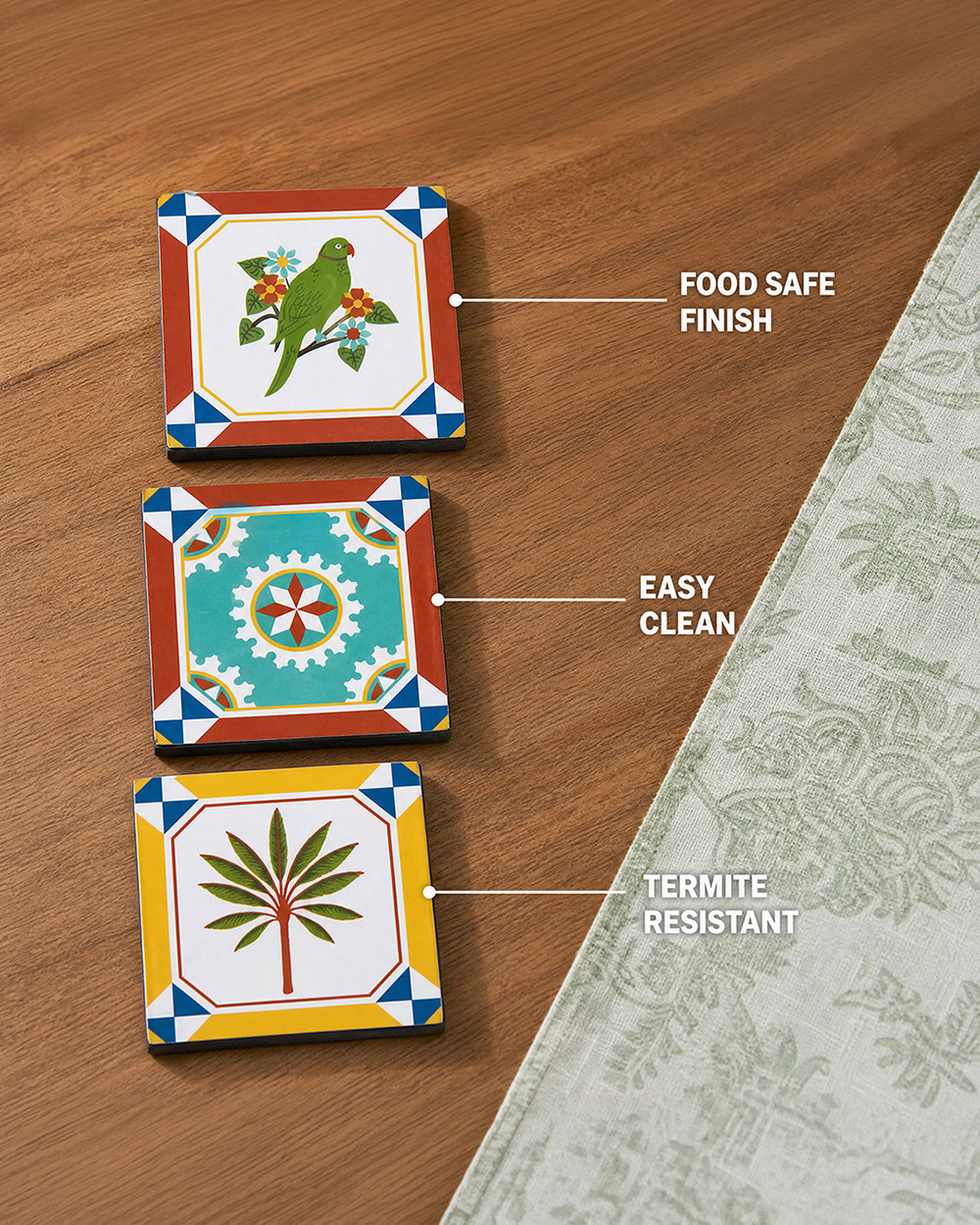 Karaikudi Tiles Coasters,  Set of 6