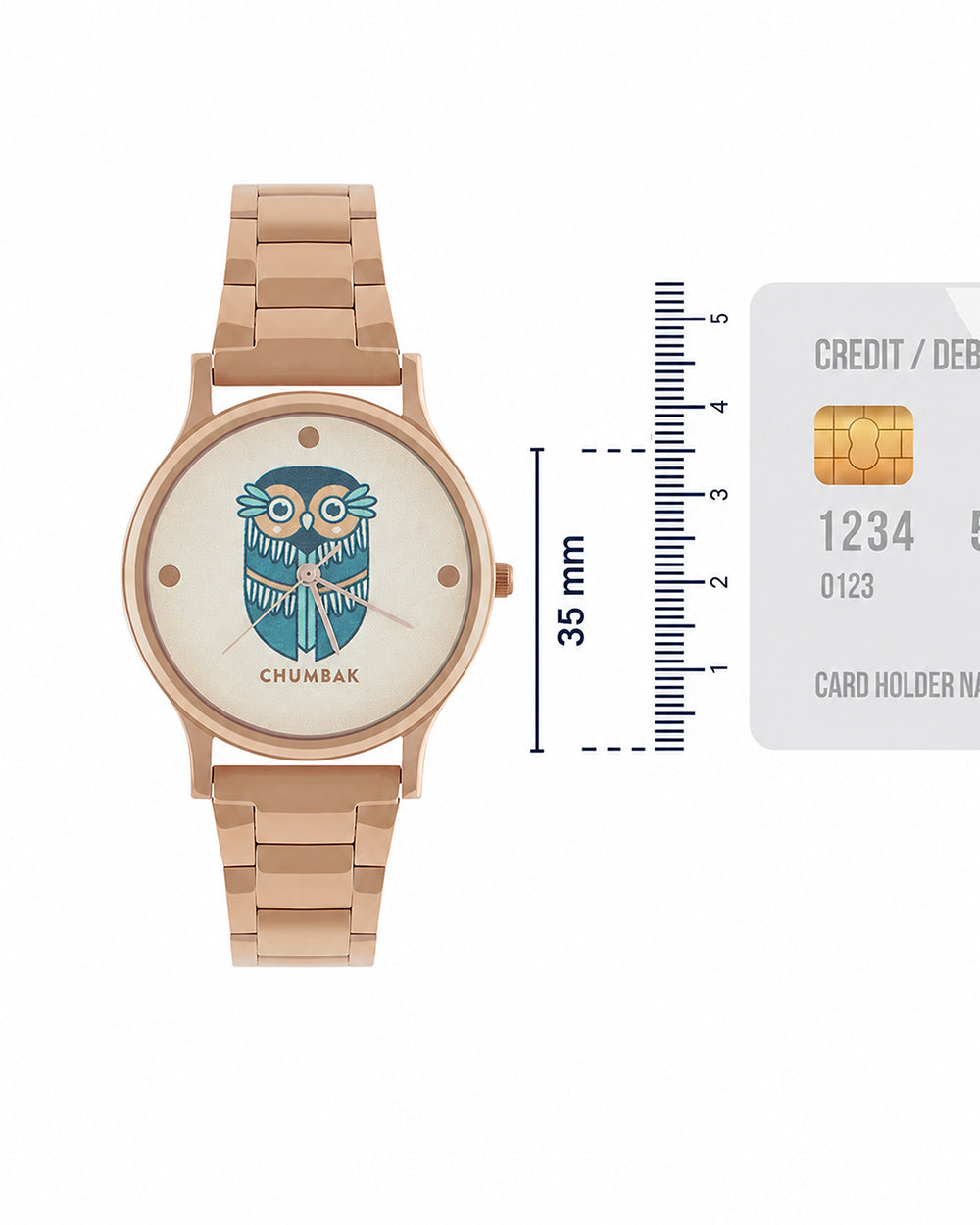 TEAL by Chumbak Vintage Owl Watch, Metal link Strap