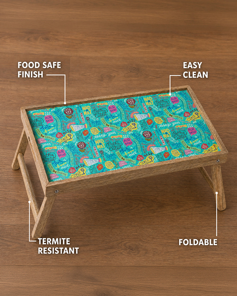 Things Indian Say Foldable Breakfast Tray- Teal