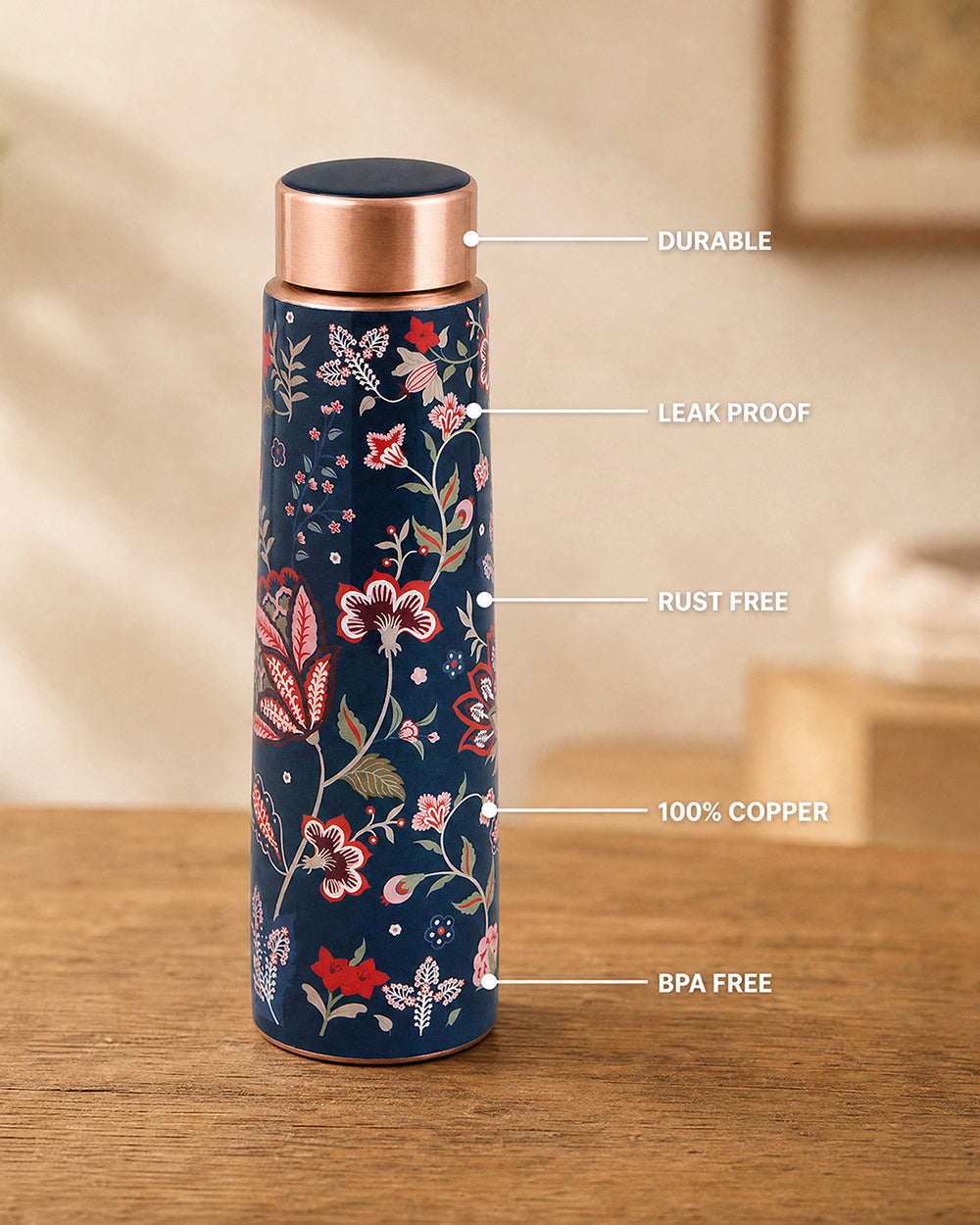 Vintage Rose Copper Bottle