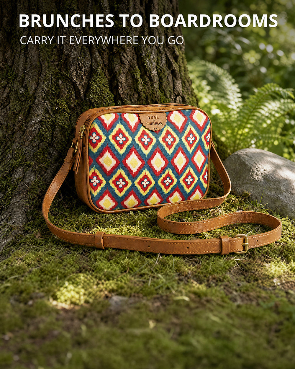 TealByChumbak Ikkat Glow Sling Bag