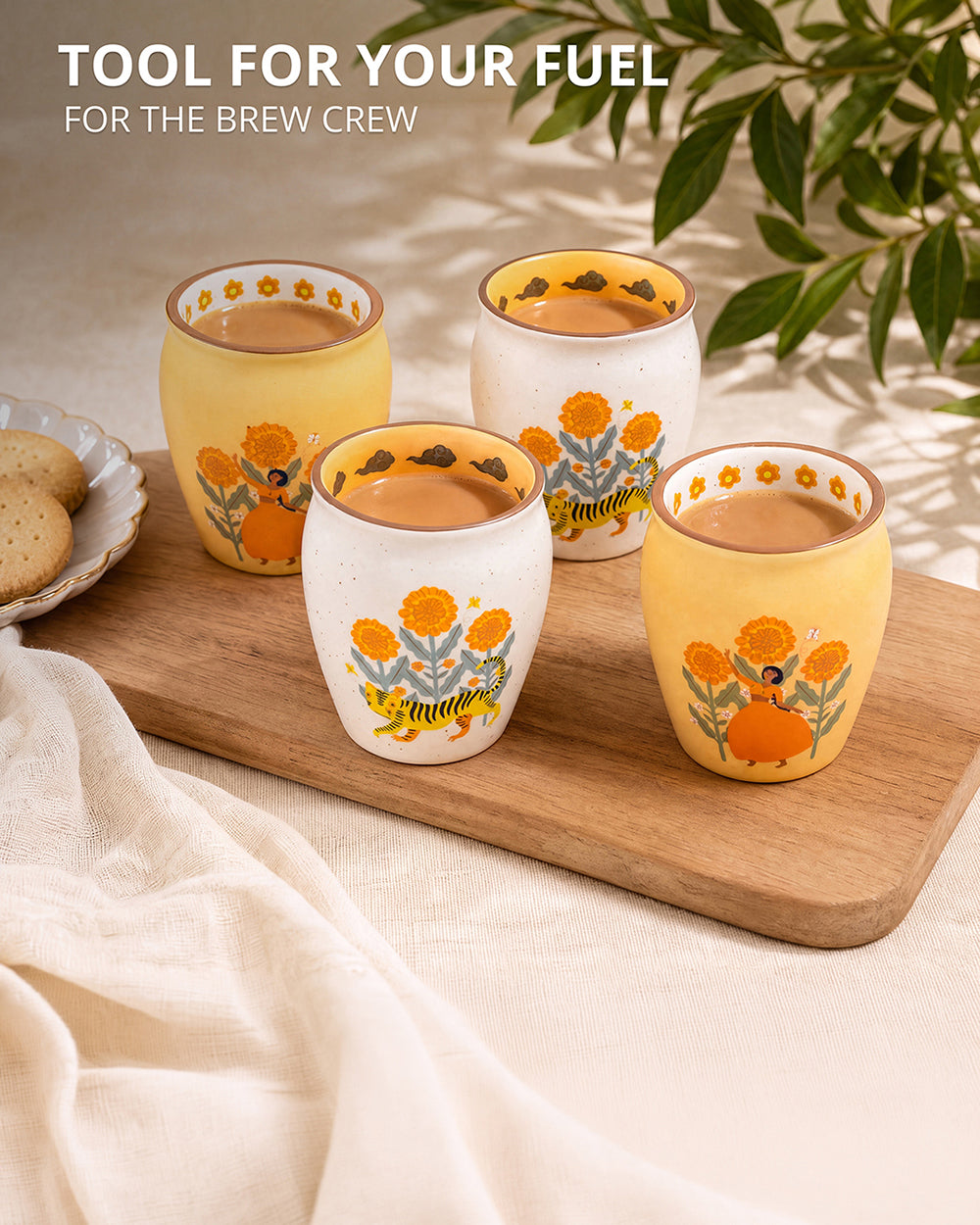 Marigold Kulhad - Set of 4