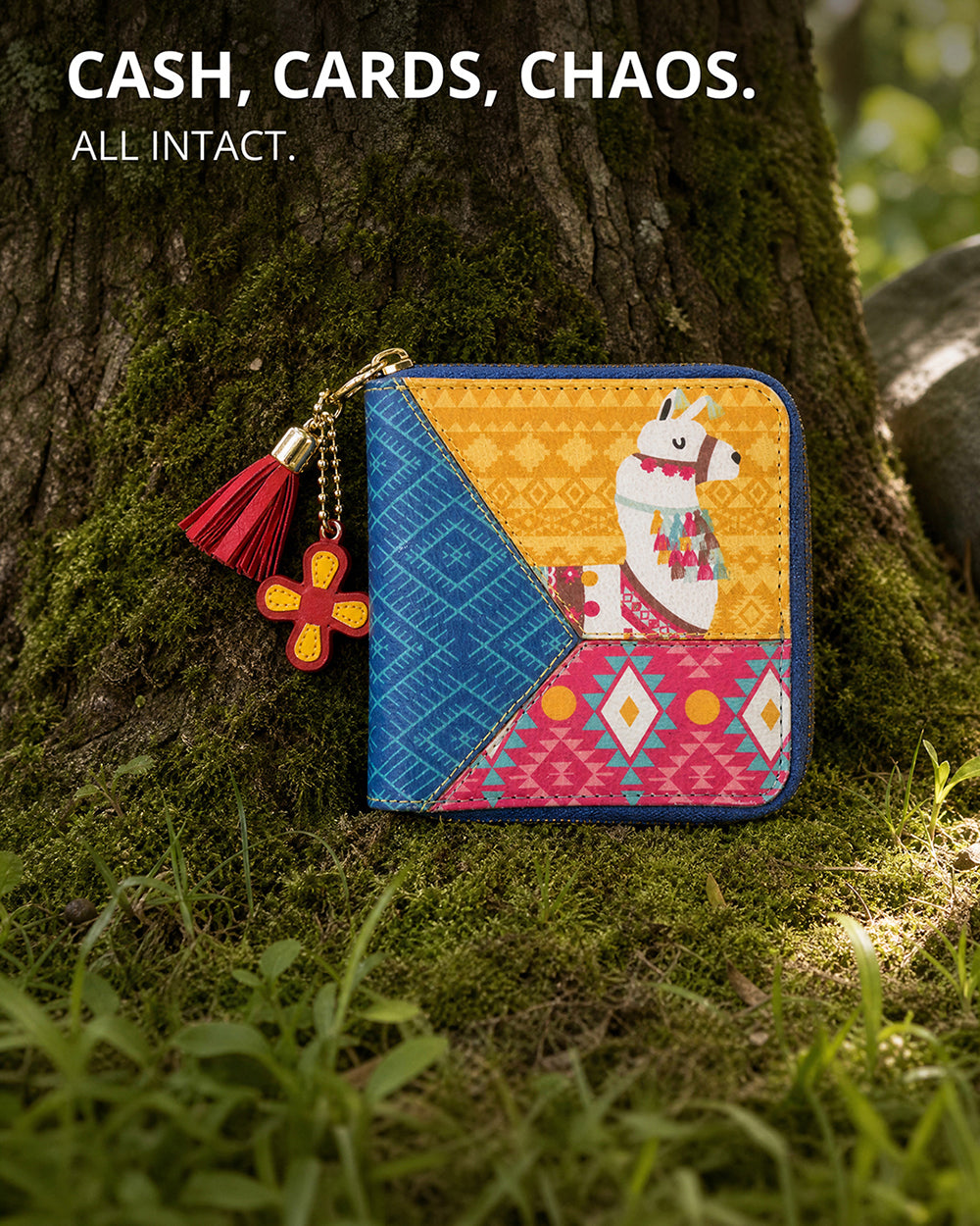 Boho Llama Aztec Wallet ' Mini