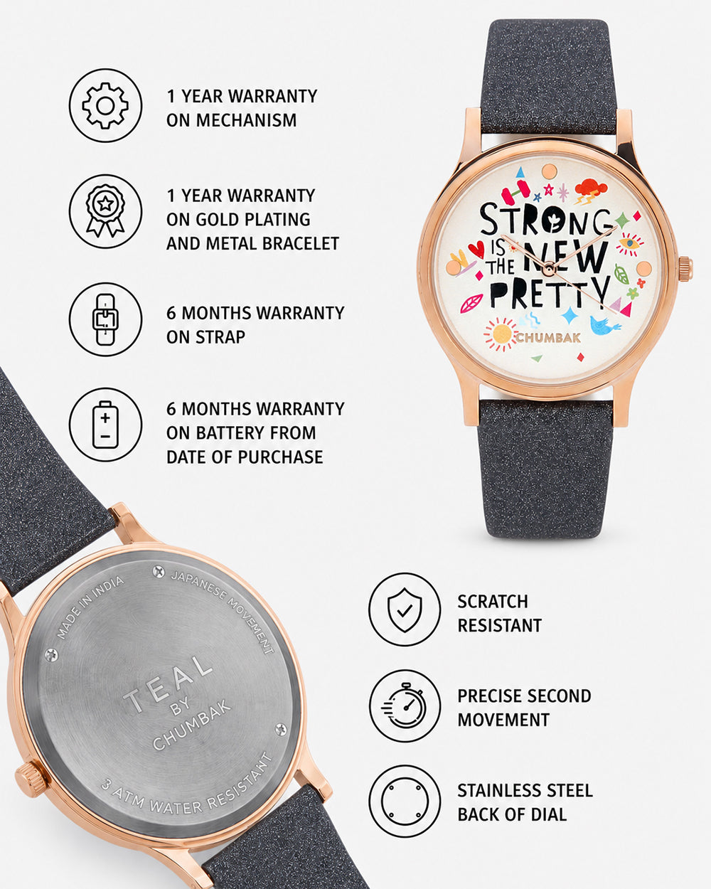 TEAL by Chumbak Strong Is The New Pretty Wrist Watch