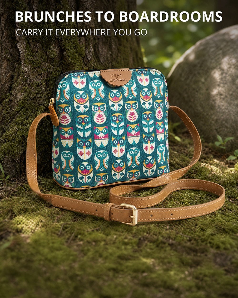 Teal By Chumbak Flower Owl Sling Bag - Teal