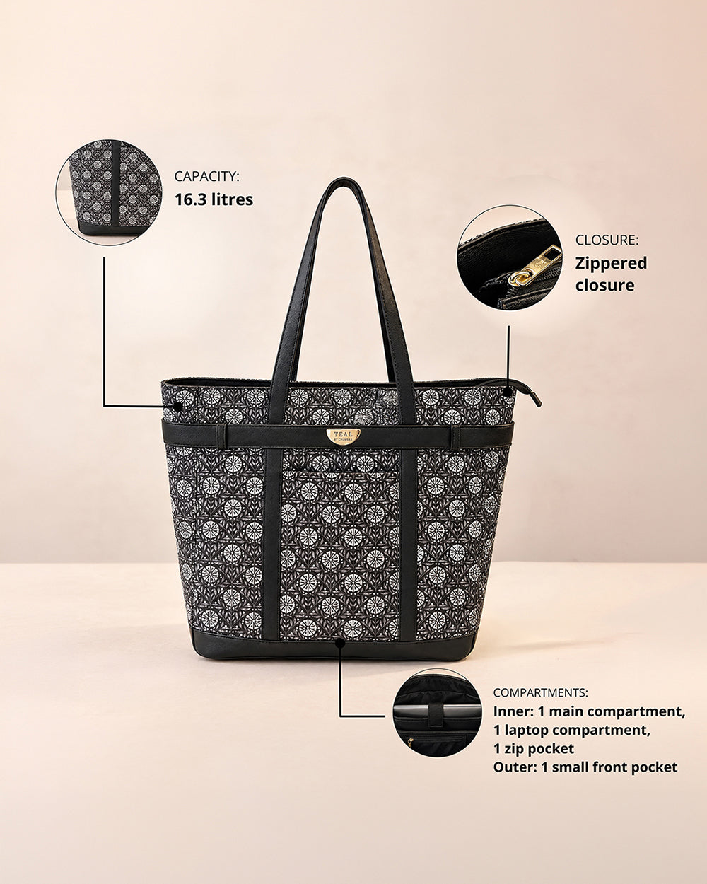 Teal by Chumbak Night Garden Laptop Tote