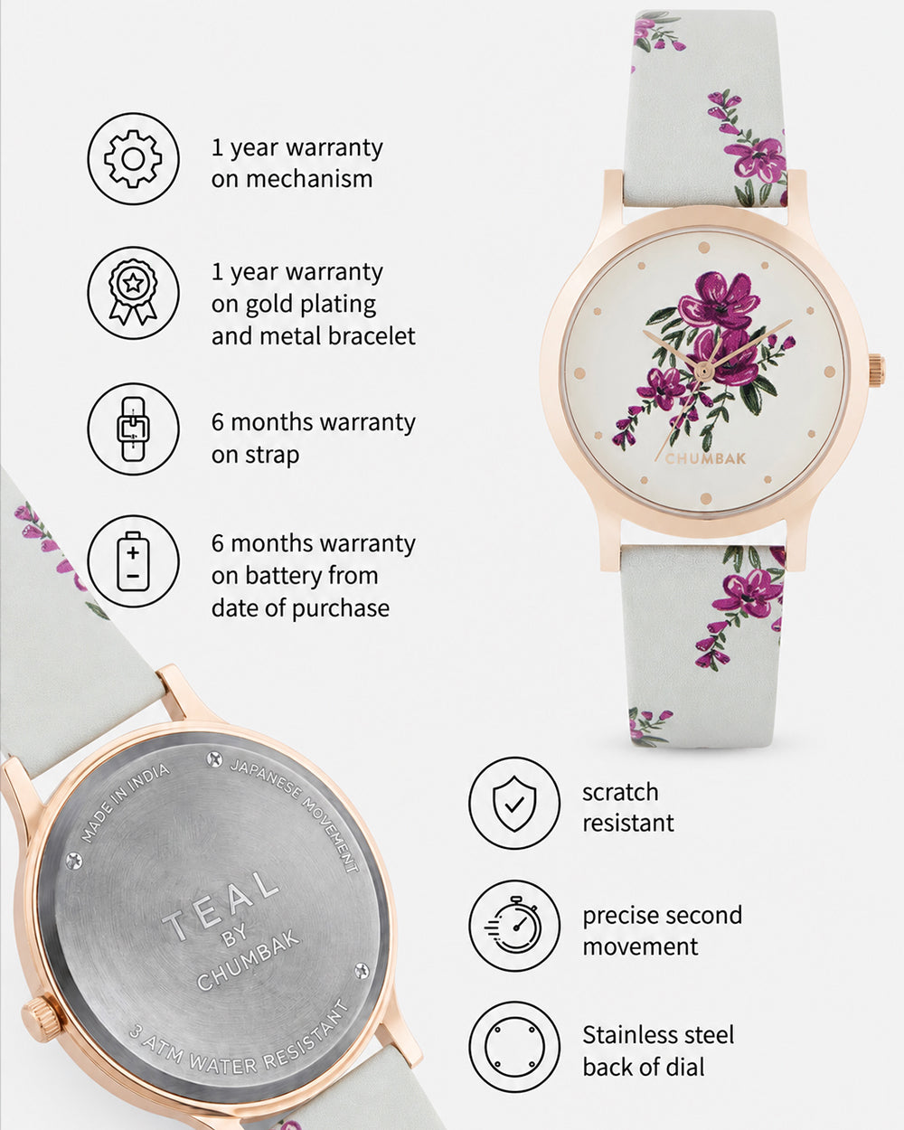TEAL by Chumbak Jungle Flowers Watch-Mint