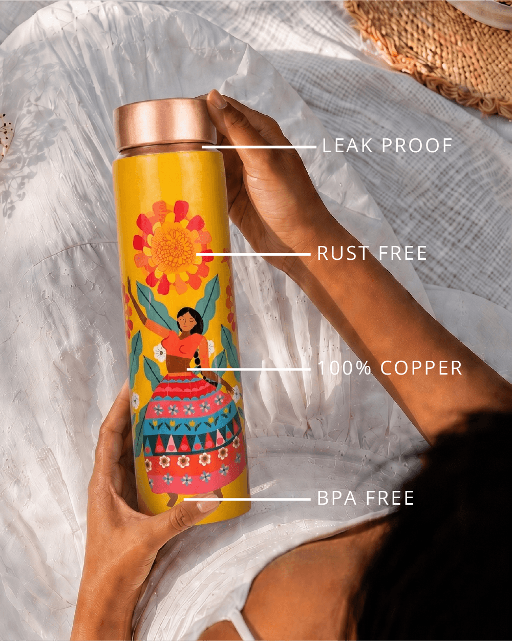 Marigold Lady Copper Bottle | 900 ml