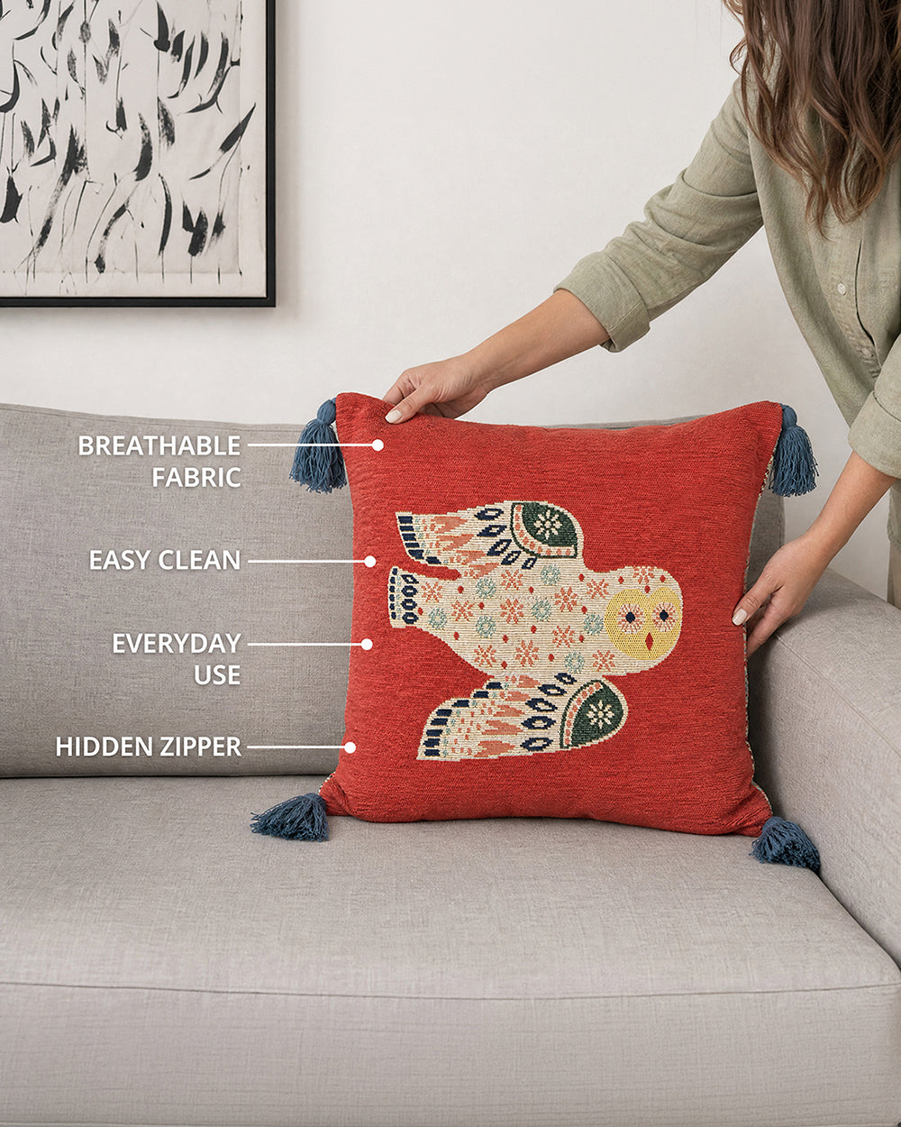 The  Wise Owl jacquard Cushion Cover | Forest Folklore