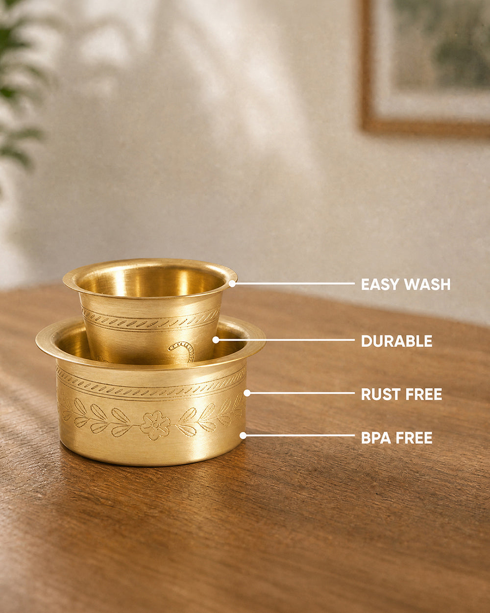 Filter Coffee Tumbler Dabara Brassware Gift Box | Set of 2