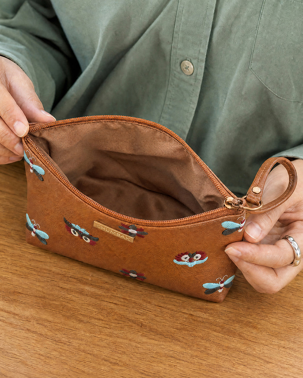Owl Eyes Embroidered Pouch