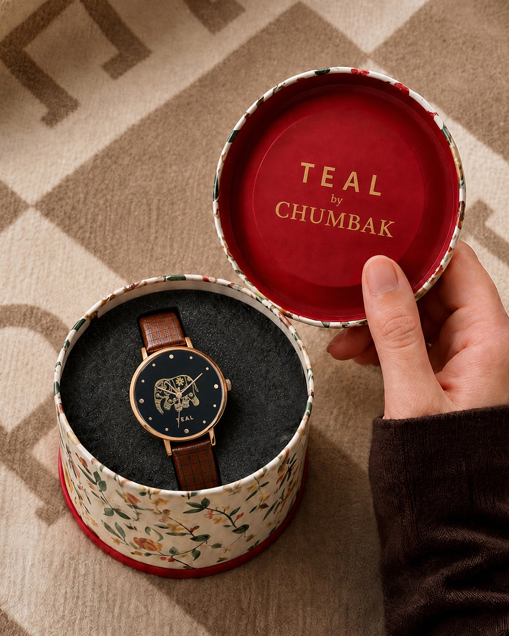 Fantastical Elephant Printed Wrist Watch With Bracelet Set