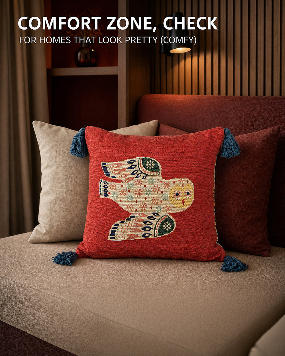 The  Wise Owl jacquard Cushion Cover | Forest Folklore
