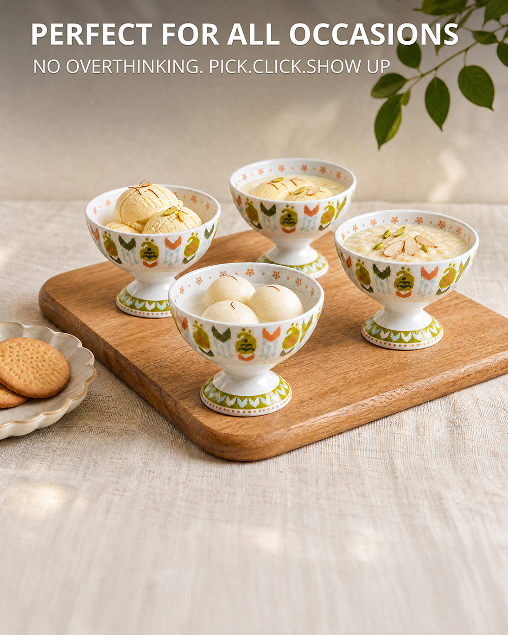 Ikat Paisley Dessert Bowls Gift Set - Set of 6, 160 ml