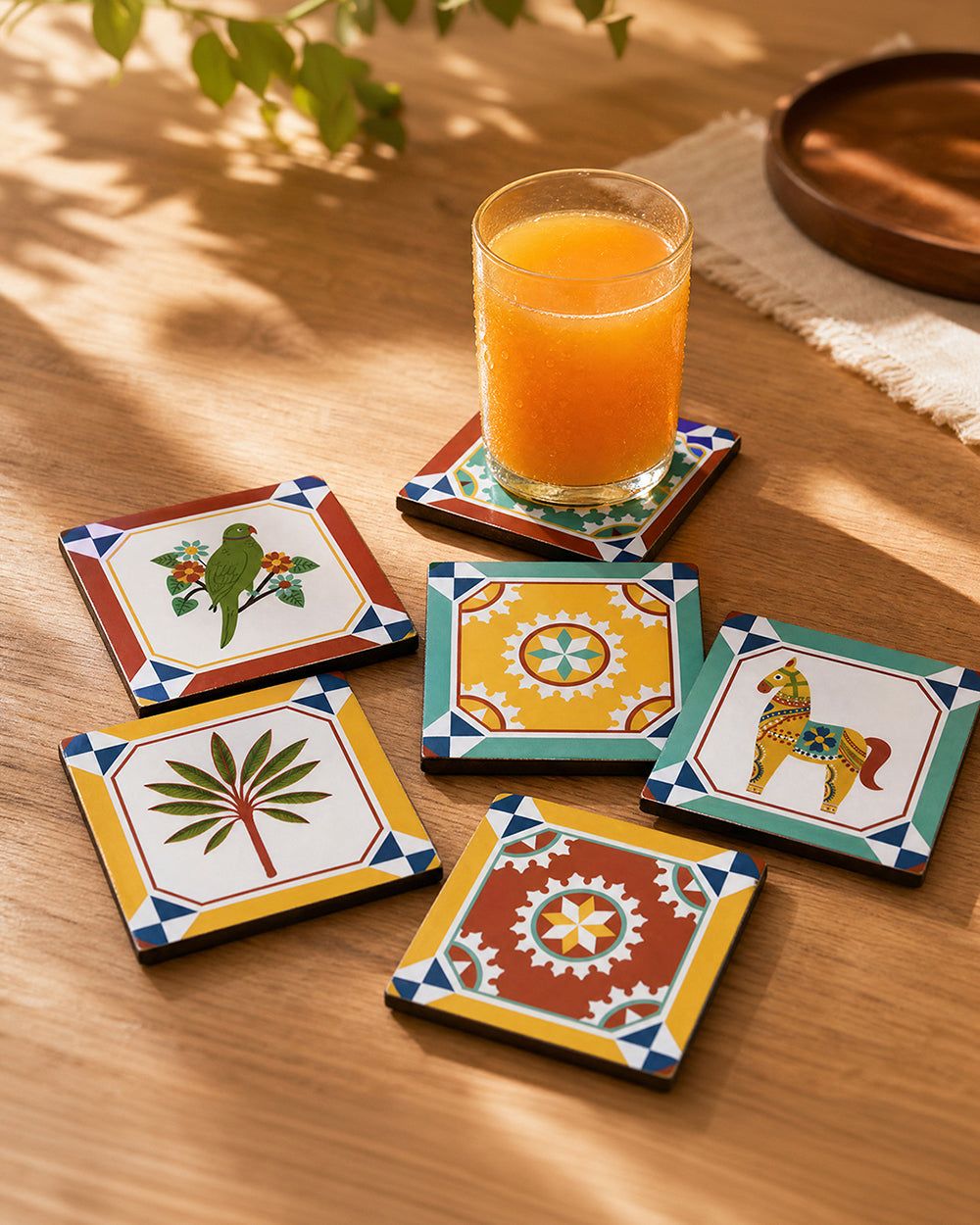 Karaikudi Tiles Coasters,  Set of 6