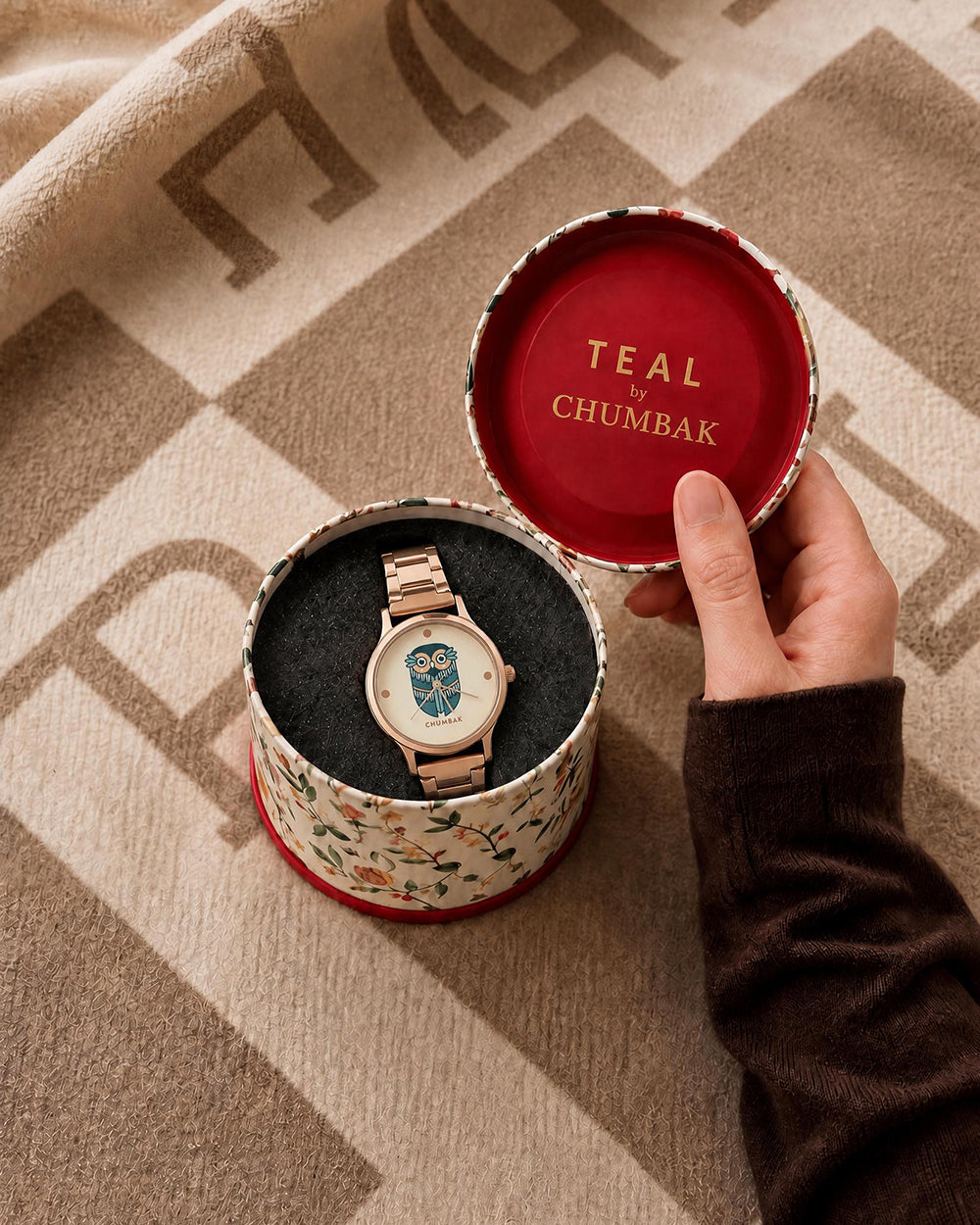 TEAL by Chumbak Vintage Owl Watch, Metal link Strap