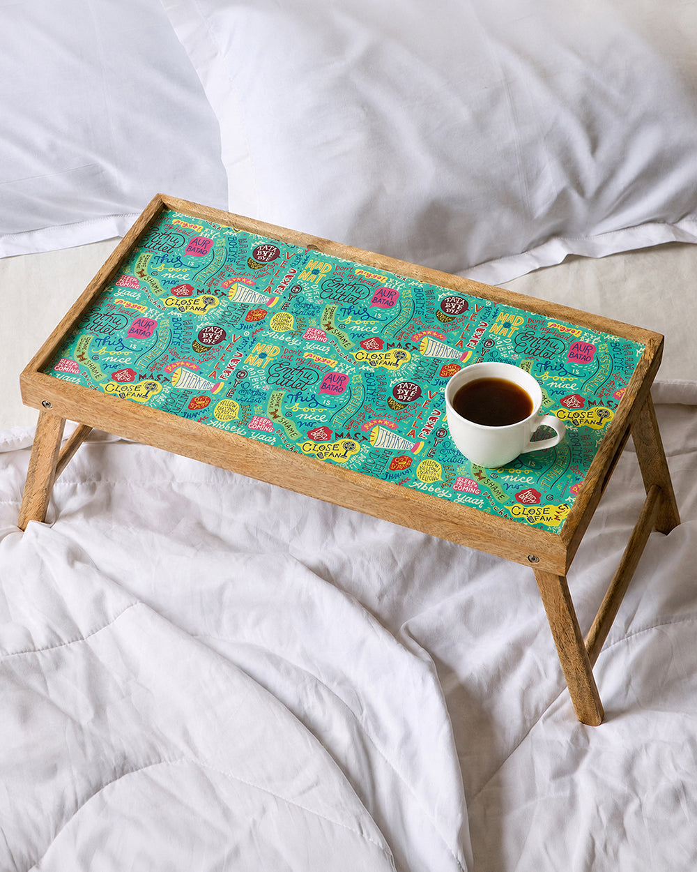 Things Indian Say Foldable Breakfast Tray- Teal