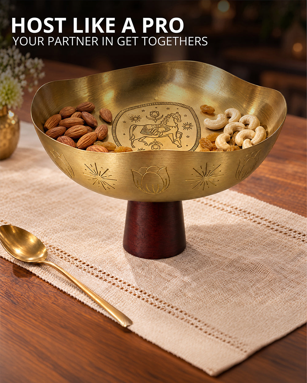 Mehfil Mood Brass Platter | Haveli Socials