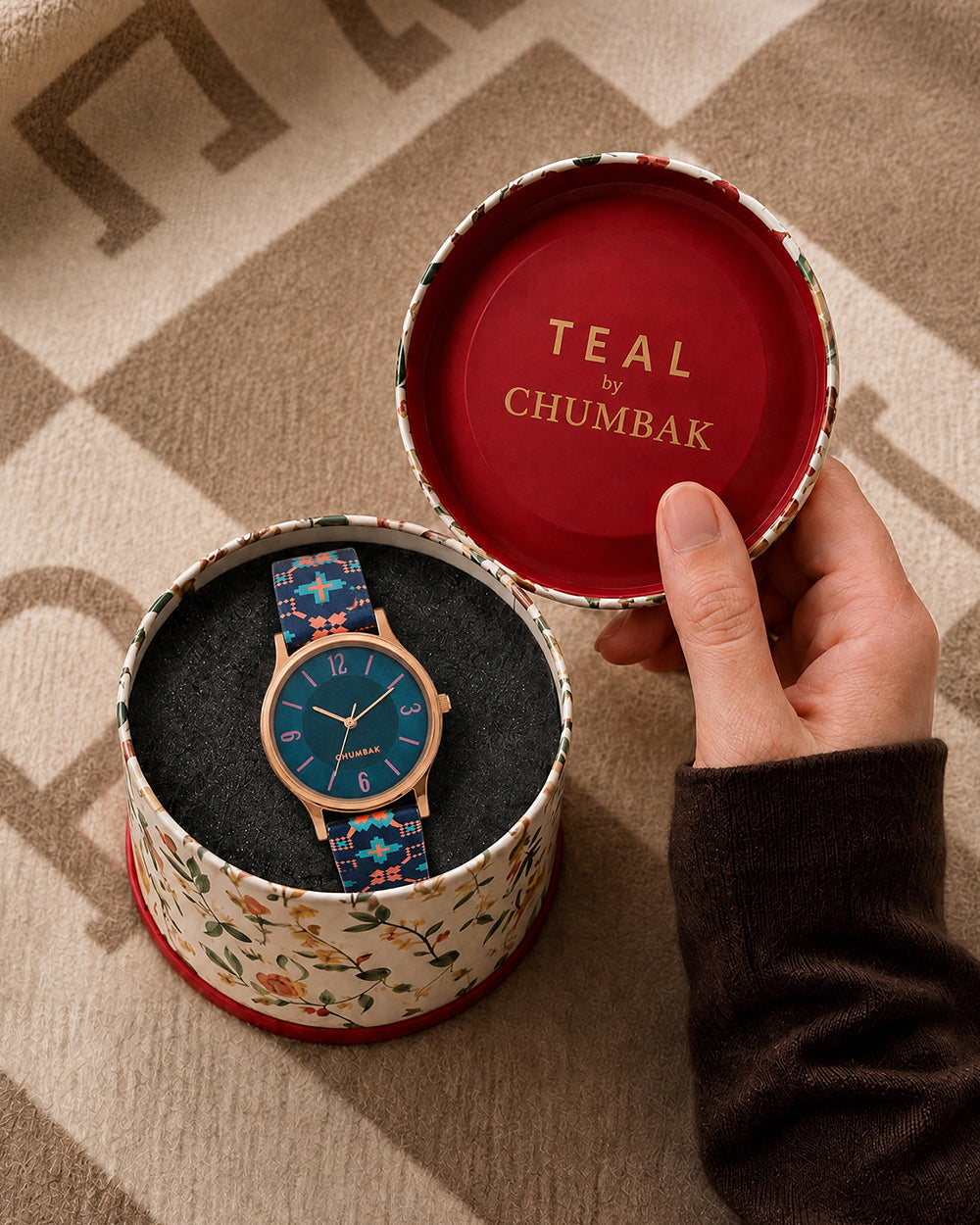 TEAL by Chumbak Ethnic Touch Printed Strap Wrist Watch