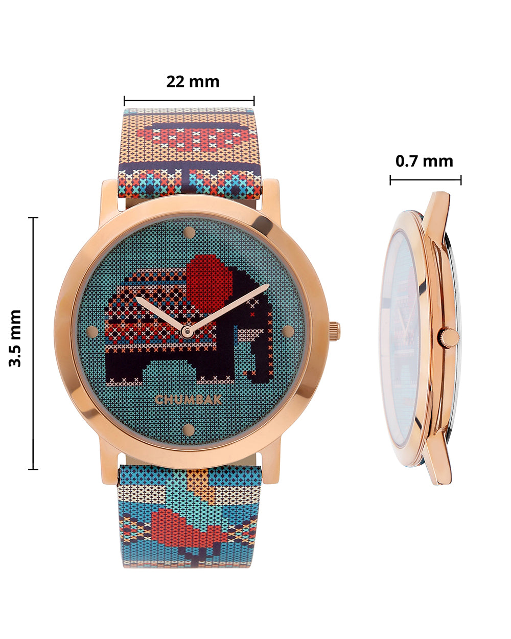 TEAL by Chumbak Tribal Elephant Aztec Watch