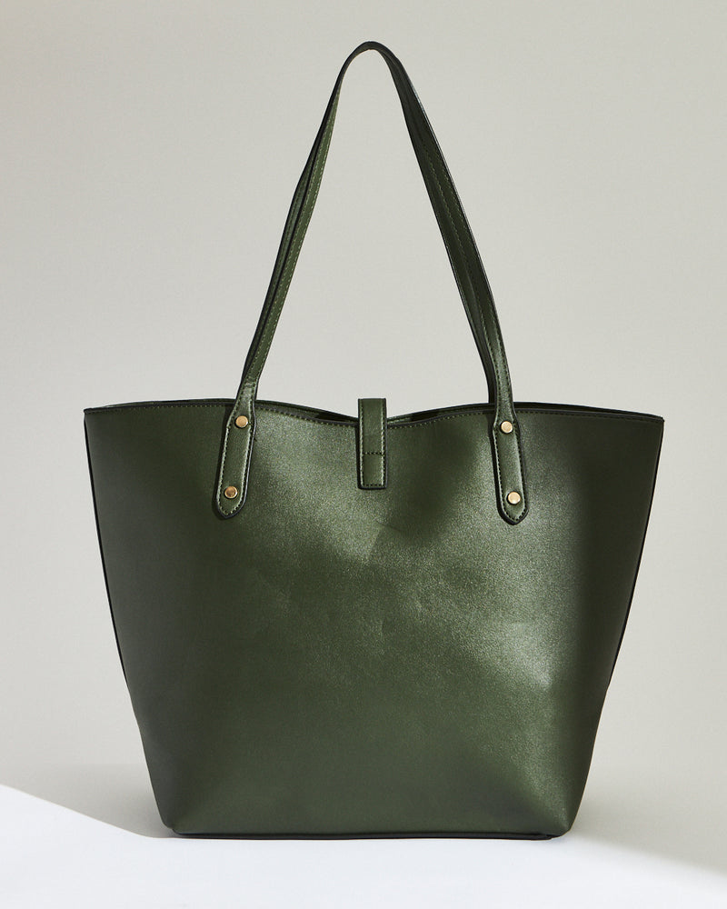 Embroidered Travel Patches Tote Bag - Olive