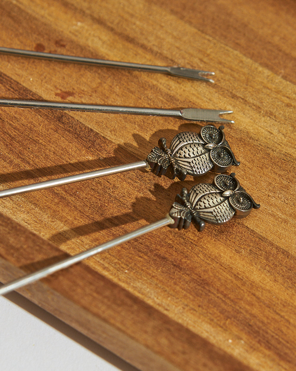 Wooden Rectangular Platter & Skewer Set - Owl