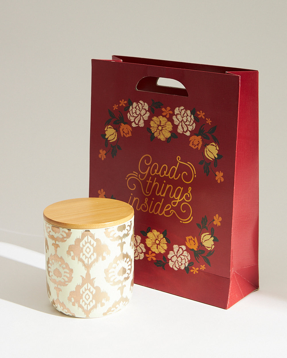 Ikat Festive Snack Jar + Ferrero Rocher Set | Ivory