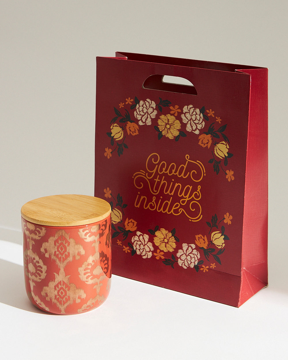 Ikat Festive Snack Jar + Ferrero Rocher Set| Red